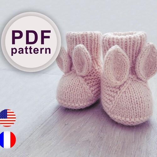Knitting Pattern PDF Baby Booties Bunny, knitting pattern for baby, pdf knit pattern,  Bootie Pattern, Knitting Patterns Babies 0-18 months
