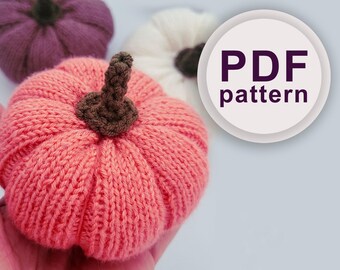 Digital pattern Pumpkin, pdf knit pattern, Pumpkin Knitted Needlework Pattern, Easy Fall Knitting Pattern, DIY Halloween Décor