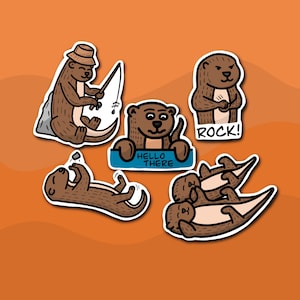 Otter Stickers Pack, Otter sticker, Otter geschenken, Leuke stickers, Harige sticker, Vinyl stickers, Laptop sticker, Otter kunst