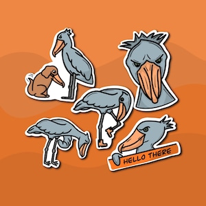 Shoebill Stickers Pack, Shoebill bird stickers, shoebill stork, Cute stickers, Furry sticker, Vinyl stickers, Laptop sticker