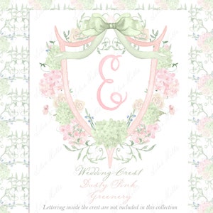 Hochzeit Familienwappen DIY Altrosa Greenery Digitale Papiere Aquarell Clipart