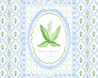 Botanical Watercolor Clipart: Blue & White Floral DIY Set (Digital)