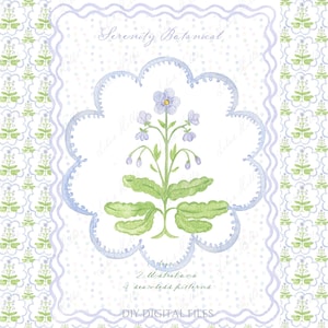 Grand millennial botanische licht paars blauw groene bloemen aquarel DIY clipart Grand millennial kwekerij artwork bruiloft clipart digitaal