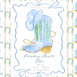 Verdure de Noël Bleu clair. Clipart numérique bricolage vintage. Modèles de cartes avec cadres en papier numérique