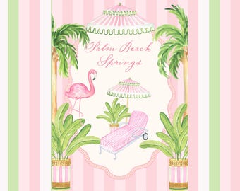 Palm Springs Watercolor Clipart: Beach, Flamingo, Wedding Invitations (Digital Download)