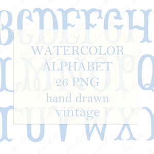 Monograma de boda PNG Letras de caligrafía vintage para cresta DIY azul claro acuarela digital clipart