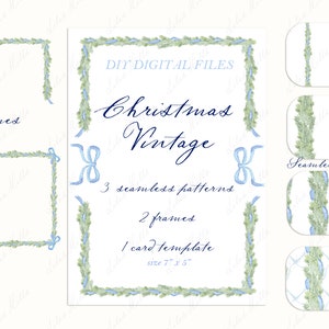 Navidad vintage. Imágenes prediseñadas digitales para hacer tú mismo. Plantillas de tarjetas con marcos de papel digital