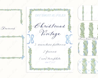 Vintage Christmas. DIY Digital Clipart. Digital paper Frames Card Templates