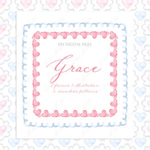 Grace Babyshower Grandmillennial zachtroze blauw DIY digitaal papier fotolijsten aquarel clipart
