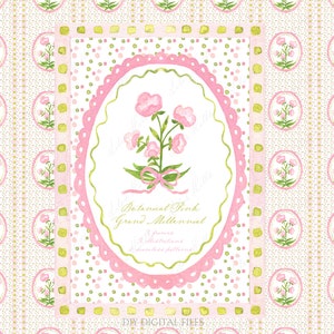 Grand millennial botanische roze groene bloemen aquarel DIY clipart Grand millennial kwekerij artwork bruiloft clipart digitale papier frames