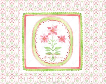 Christmas Floral Clipart, Rustic Grandmillennial Frames (Digital Download)