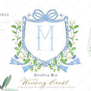 Qualcosa di blu acquerello matrimonio Crest Documenti digitali acquerello Clipart Grand millenario