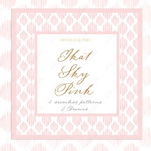 Padrão Ikat Rosa DIY Convite para chá de bebê Molduras de papel digital Aquarela Clipart