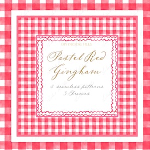 Marcos con estampado de cuadros rojos para bricolaje, invitaciones para baby shower, marcos de papel digitales, imágenes prediseñadas de acuarela