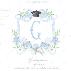 Stemma di famiglia blu per laurea fai da te Carta digitale azzurra Acquerello Clipart