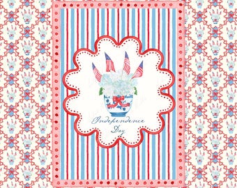 Aquarelle du 4 juillet | Vase hortensia, motif transparent (PNG, JPG)