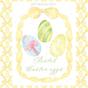 Ovos de Páscoa Pastel DIY Molduras de papel digital Aquarela Clipart Grand millennial