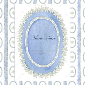 Blaue Rahmen Wedgwood Stil DIY Digital Clipart Nahtlose Muster Weihnachten