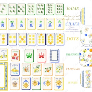 Mahjong Set Clipart: Amalfi Coastal Watercolor PNG (Digital Download) image 8
