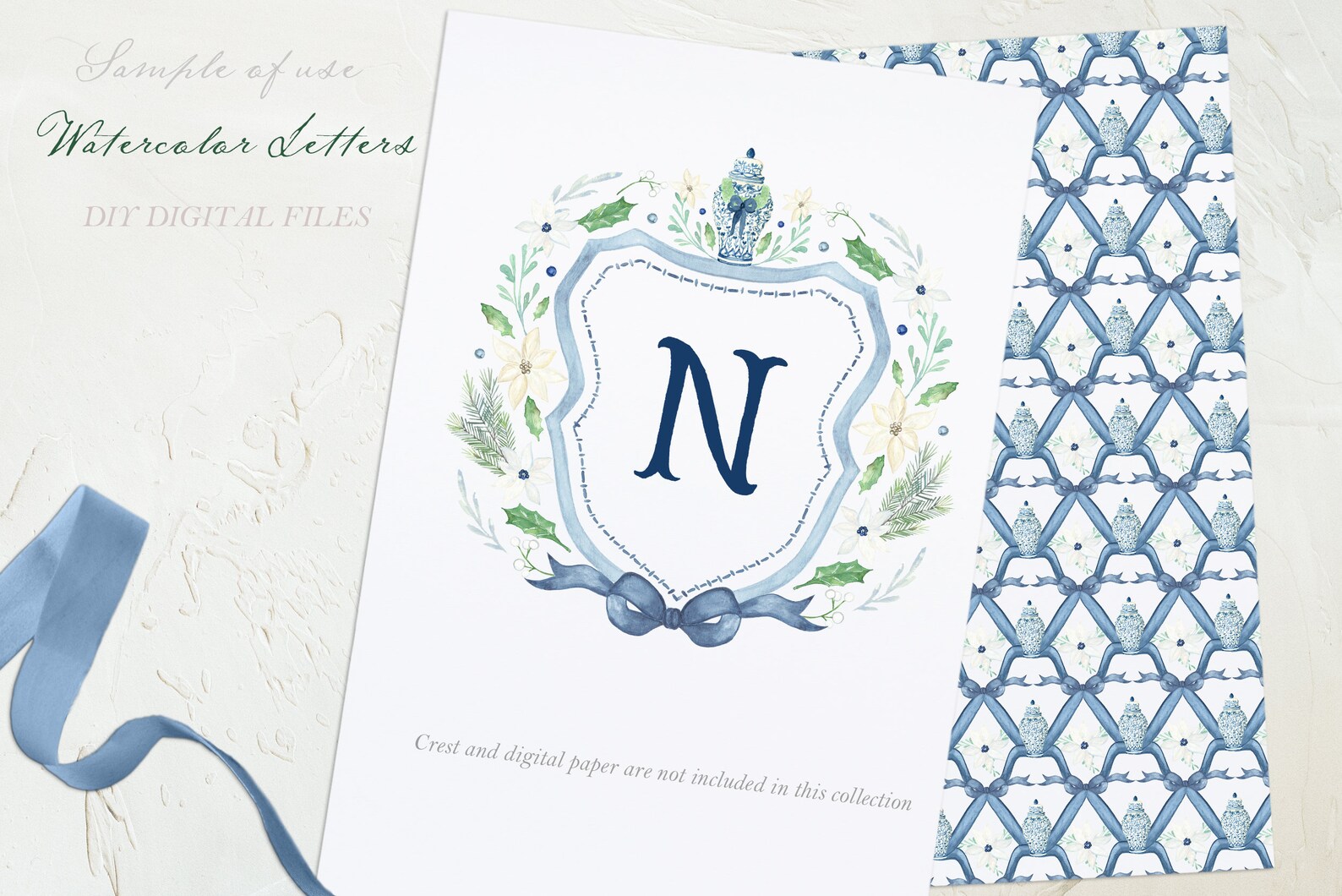 Wedding Monogram PNG Vintage Calligraphy Letters for Crest DIY Navy ...