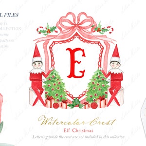 Elfo Vermelho Verde Natal Aquarela Crista DIY Família Laço Vermelho Papéis Digitais Aquarela Clipart Grand millennial