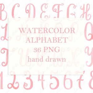 Monograma de casamento PNG caligrafia letras números para crista DIY blush rosa aquarela digital clipart