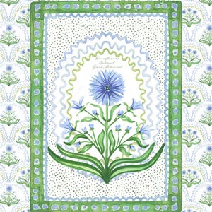 Grand millennial Botanische Blau Grün Kornblumen Blumen Aquarell DIYclipart Kinderzimmer Kunstwerk Hochzeit Clipart Digital Papier