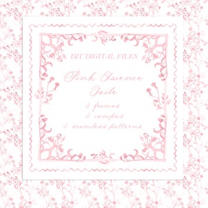Toile faïence rose vintage DIY numérique papier cadres aquarelle Clipart