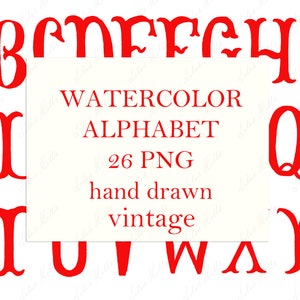 Wedding Monogram PNG Vintage Calligraphy Letters for Crest DIY Red Digital Watercolor Clipart