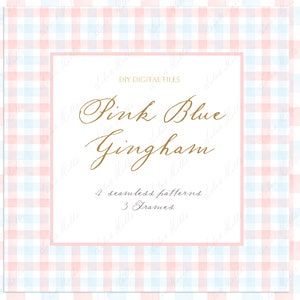 Cadres Vichy rose bleu pastel DIY Baby shower Invitation Cadres en papier numérique Clipart aquarelle