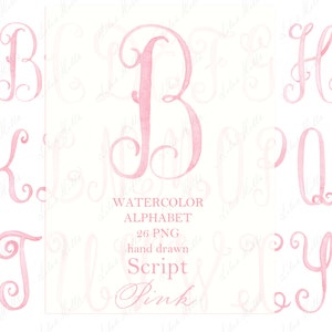 Wasserfarbe Buchstaben für Monogramm PNG Kalligraphie Schrift Buchstaben für Wappen DIY Blush Rosa Digitales Aquarell Clipart