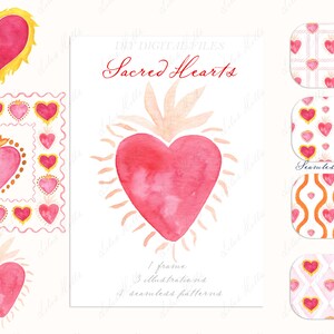 Saint-Valentin vintage Clipart numérique bricolage sacrés-coeurs. Cadres pour baby shower Papier numérique pour baby shower