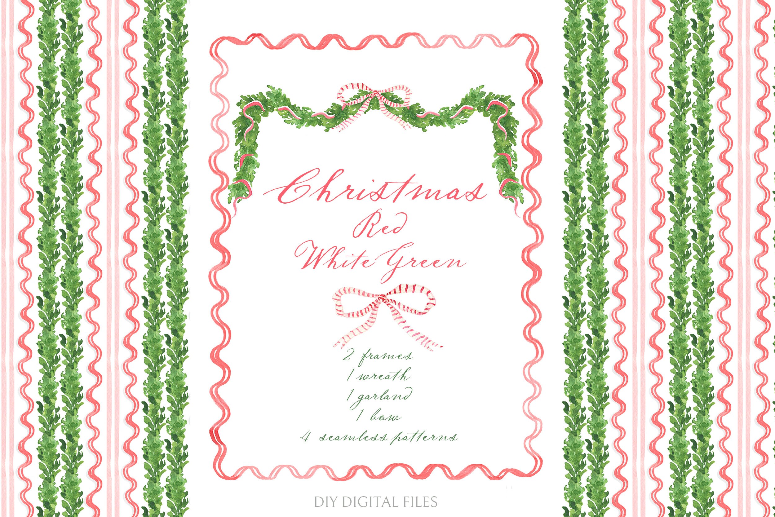 Christmas Red White Bow . DIY Digital Clipart. Digital Paper - Etsy