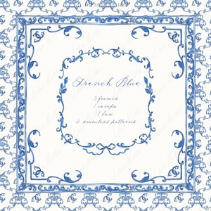 Hochzeit DIY Französische Blaue Rahmen, Digitale Papiere