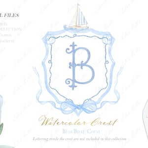 Bateau marin bleu clair écusson bébé bleu clair fille garçon DIY plaque de porte d'hôpital aquarelle Clipart