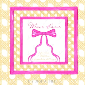 Weave Cane Pattern  Hot Pink Frame Bow DIY Digital paper Frames Watercolor Clipart