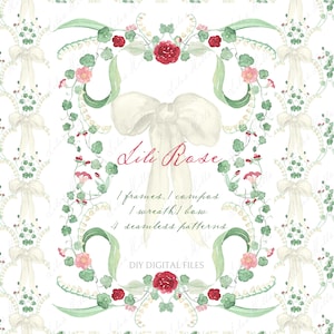 Lily Rose mariage baby shower DIY Clip art. Clipart aquarelle blanc laiteux avec nœud muguet