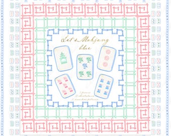 Watercolor Mahjong Clipart, Chinoiserie DIY Graphics (Digital Download)