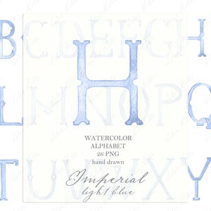 Monogramma di matrimonio PNG Acquerello azzurro Vintage Calligrafia Lettere per Crest Fai da te Imperiale Digitale Acquerello Clipart