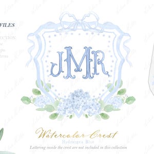 Hortensia bleu clair écusson aquarelle bébé garçon bricolage plaque de porte d'hôpital Clipart aquarelle