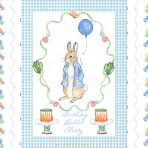 Aniversário Coelho Jardim FestaDIY Digital Greenery papel Molduras Aquarela Clipart Grande milênio
