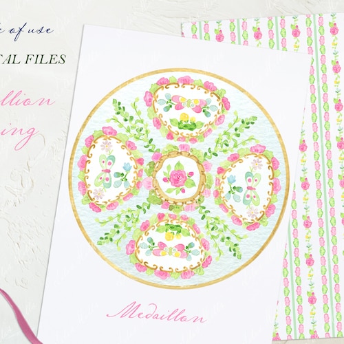 Pink Medallion Spring Chinoiserie Baby Shower Floral Etsy