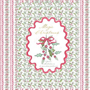 Magia navideña. Clipart digital DIY. Marcos de papel digital de color rosa milenario con guirnaldas navideñas