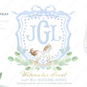 Luz, azul, cavalo balanço, recém-nascido, menino, aquarela, crista, diy, hospital, porta, sinal, aquarela Clipart