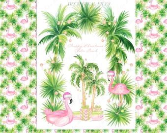 Clipart navideño caprichoso con decoración de palmeras - Descarga instantánea