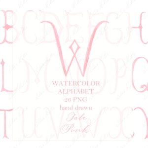 Wedding Monogram PNG Vintage Calligraphy Letters for Crest DIY Tale  Light Pink Digital Watercolor Clipart