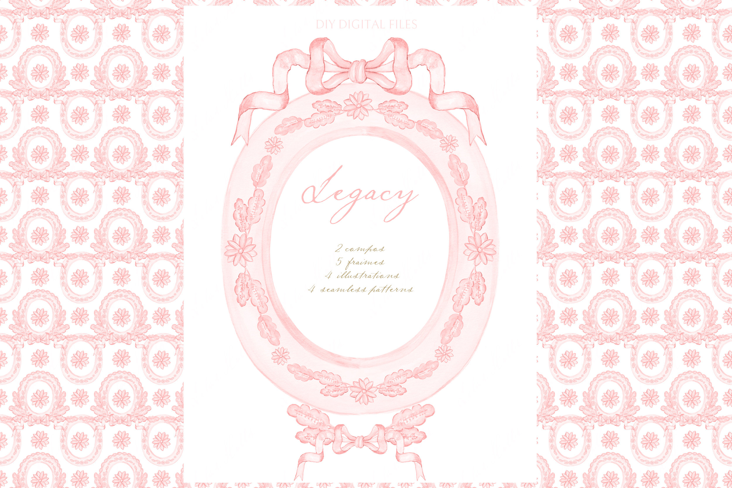 Pink Ribbon Frame R Pink Ribbon Frames Clipart, Oak Leaf Wedding Invitation (digital) - Etsy