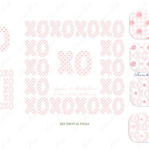 XO Pink Heart Floral  Valentines Day Vintage  DIY Digital Clipart. Baby Shower Digital paper Watercolor Frames Baby shower