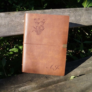 Retro-style refillable PU leather notebook with personal engraving - colorful notebook with three interior design styles in A5 & A6 size image 2