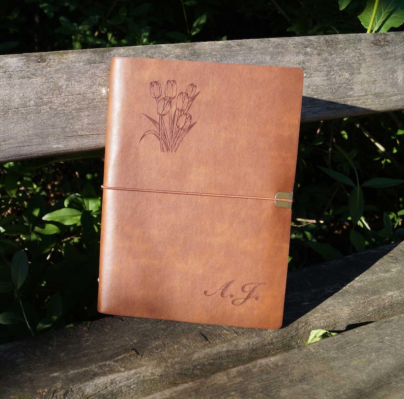 Retro-style refillable PU leather notebook with personal engraving - colorful notebook with three interior design styles in A5 & A6 size image 2